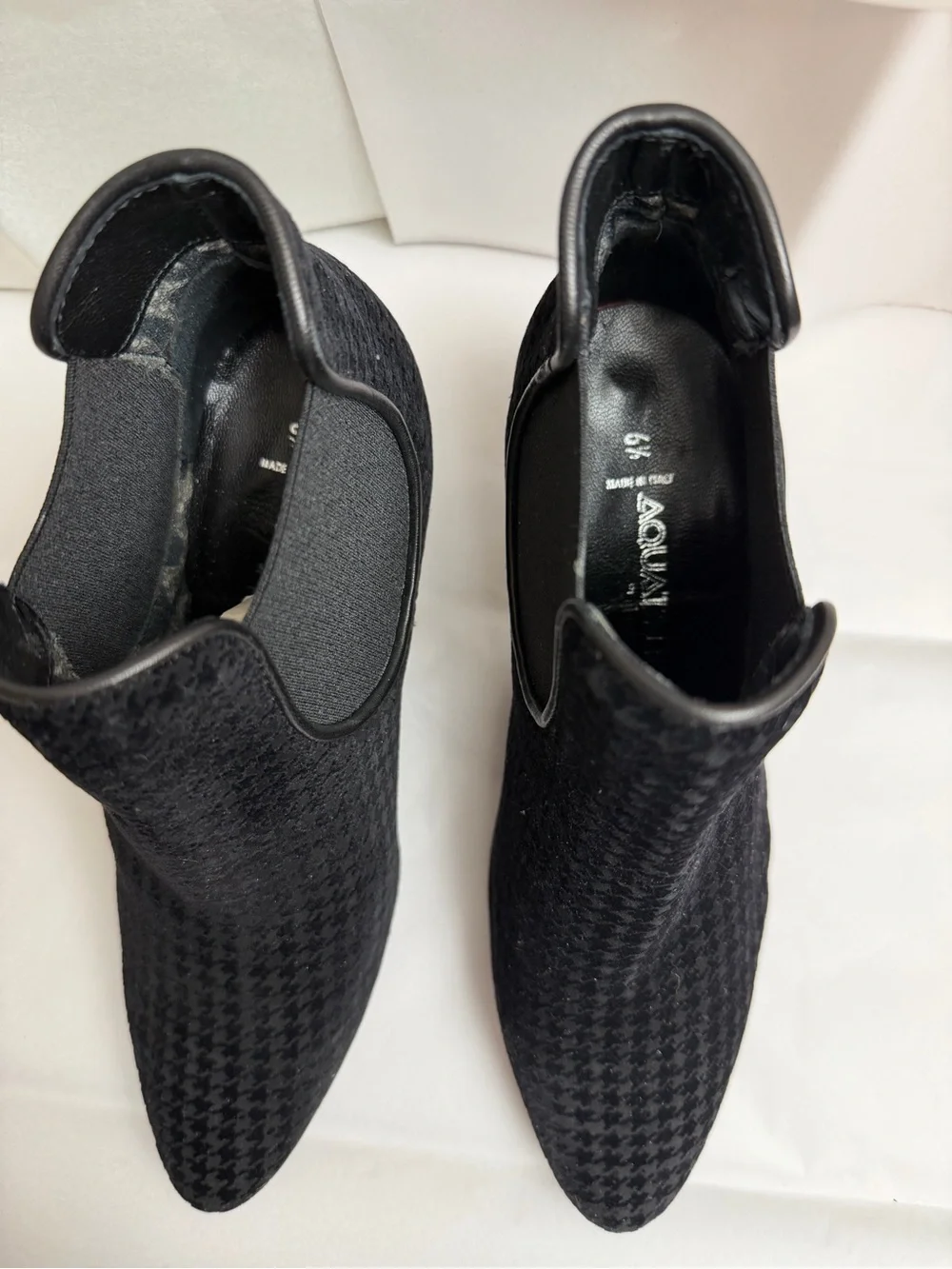 Aquatalia Black Houndstooth Chelsea Chukka Boots